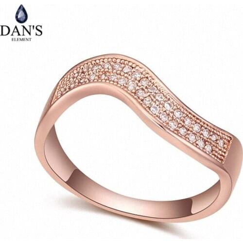 DANS Real Austrian Crystals Brand AAA Zirconia Micro Inlays Fashion Ring for women New Geometric 112292rose