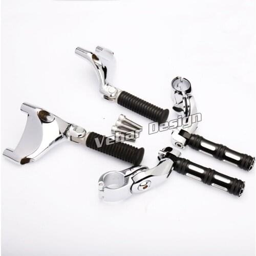 1 1/4" Short Angled Adjustable Highway Pegs Mount Kit With Rear Passenger Foot For Harley 883 1200 04-13