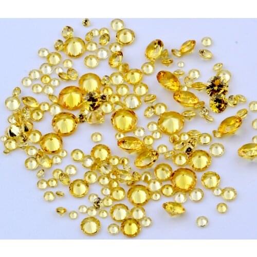 100pcs 1mm-4mm 5A And Mixed Sizes Round Beads Cut CZ Stone Brilliant Gold Color Cubic Zirconia Synthetic Gems stone
