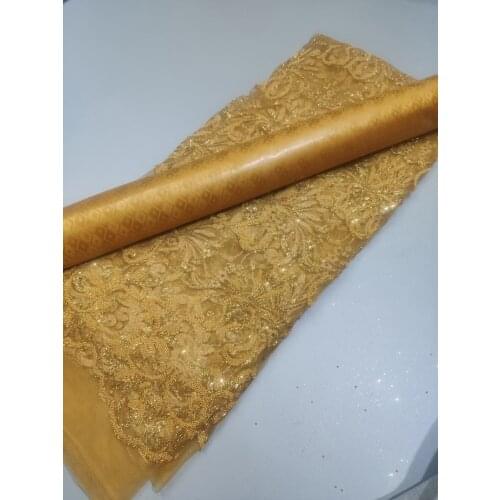 2.5+2.5yards Bazin Riche Fabric For Sewing 2021 High Quality Nigerian Lace Fabrics With Beads French Net Lace