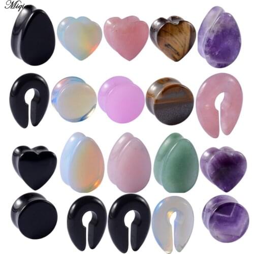 Miqiao 2pc Stone Water Drop Ear Plugs Gauges Earrings For woman men Ear Plug Flesh Tunnel Piercing Expander Piercing