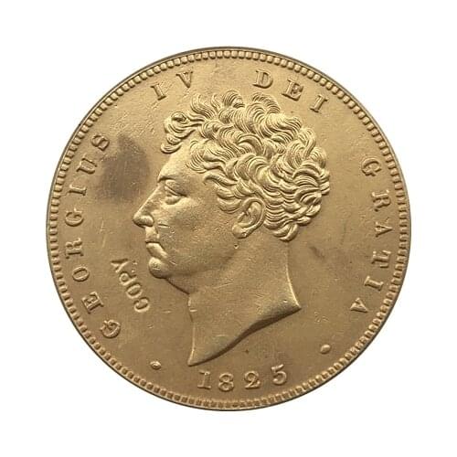24 - K gold plated 1825 United Kingdom 2 Pounds - George IV coins copy