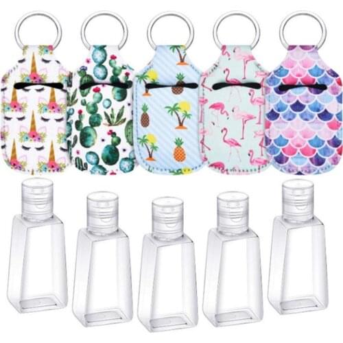 500pcs/lot Neoprene 30ml Bottle bag 30ML Bottle Holder Keychain Bags Key Rings Hand soap Bottle Holder SN3469