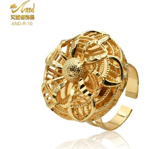 Africa Fashion Gold Plated Wedding Rings Party Dubai Ethiopia Fine Jewellery Bride Gifts Ring Resizable Size For Women Jewelry