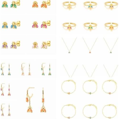 CANNER 925 Sterling Silver Earrings 2021 Trend Bee Collection Gems Tiny Piercing Drop Animal Series Pendant Fashion Jewelry