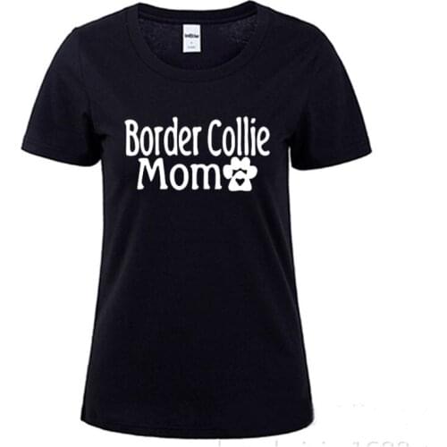 Border Collie Mom Dog Lover Paw Print Summer Fashion Women Cotton T Shirt Custom Short Sleeve Girl Female Clothing Tops