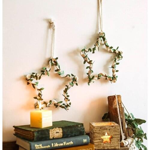 Boho Decor Moon and Star Tapestry Wall Boho Decor Leaf Macrame Wall Hanging Decoration Farmhouse Dorm Room Decor Christmas Gift