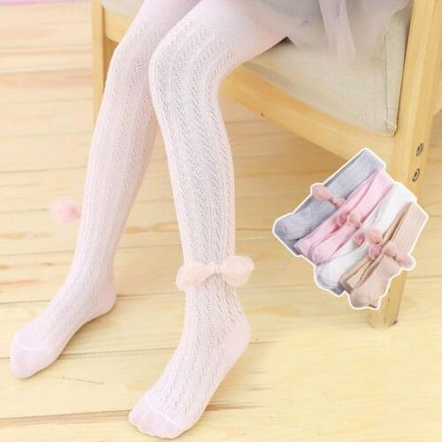 Summer autumn children pantyhose girls tights cute mesh breathable casual fashion pink princess bow tights for kids baby girl