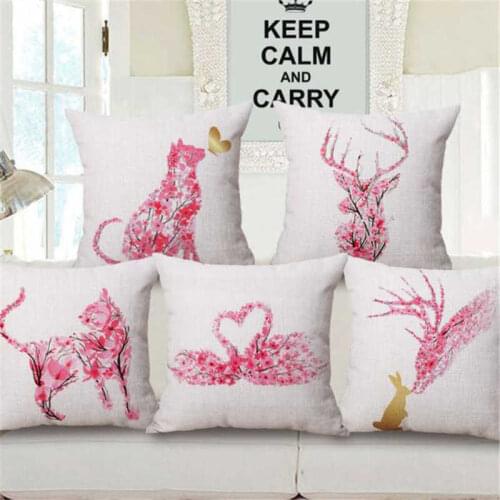 Home Sofa Cover Cat Cushion Decor Flower Car Pillow Linen Waist Case 18\" Cotton