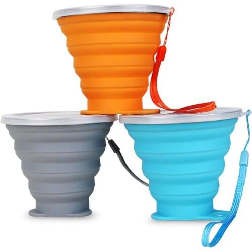ELYON 2pcs 270ml Travel Cup Silicone Retractable Folding Coffee Cups Coloured Portable Outdoor Sports Tour Water Cup Camping