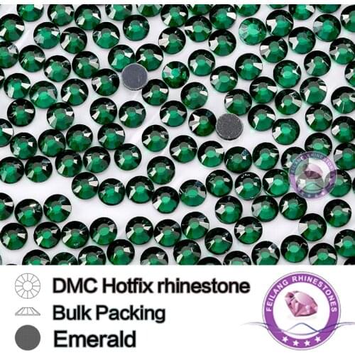 Emerald DMC Hot Fix Rhinestone SS6 SS10 SS16 SS20 SS30 Bulking Packing Strass For Garments Bags And Shoes Sewing