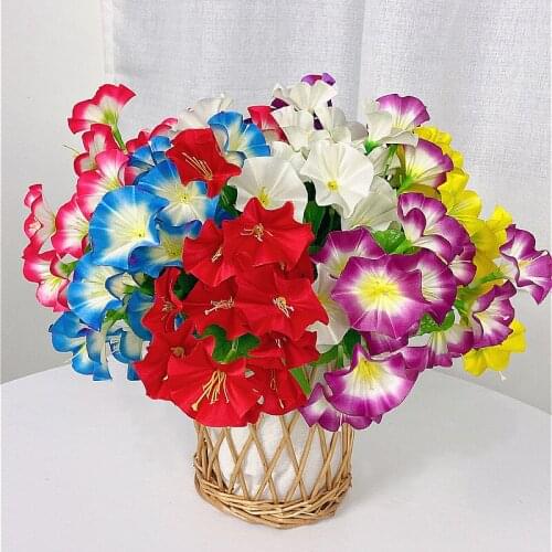 1pc Morning glory Fake Flowers Bunch Real Touch Artificial Silk Flower Wedding Party Home Flower Arrangement Decoration