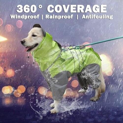 Dogs Jumpsuit Raincoat Waterproof Overalls Clothes Large Small Medium Pet Dog Golden Retriever Raincoat Hooded Jacket Rain Coat