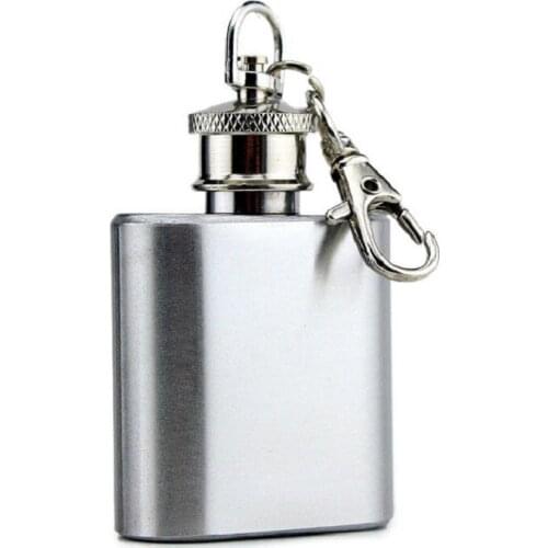 1oz Mini Pocket Stainless Steel Wine Bottle Whiskey Liquor Hip Flask Screw Cap Keychain Wine Jug Flagon