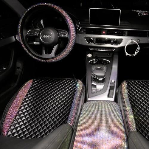 Fashion Diamond Ice Silk Car Seat Cover Universal Auto Seat Cushion Car style Breathable Front Car Seat Protector Accessories