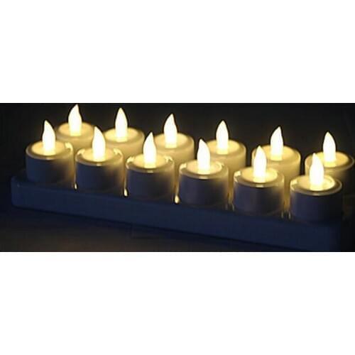 Set of 12 Rechargeable Flameless led Glow Flicker TeaLight Candle Waxless lamp Xmas wedding Bar party Home Club decor-Warm White
