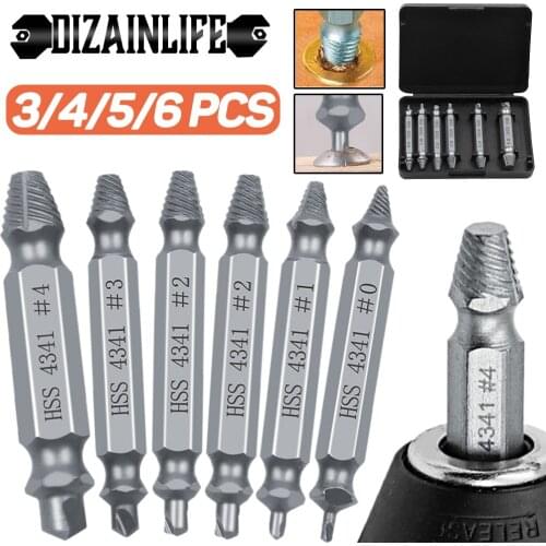 3/4/5/6 PCS Damaged Screw Extractor Drill Bit Set Stripped Broken Screw Bolt Remover Extractor Take Out Easily Demolition Tools