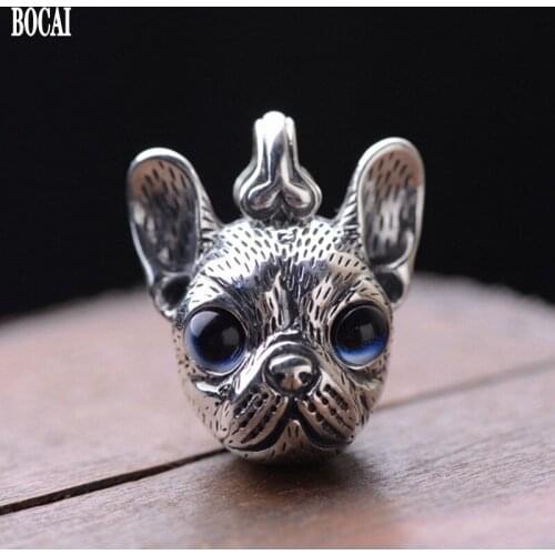 BOCAI New Real S925 pure silver creative design mens and womens pendant fashionable dog pendant