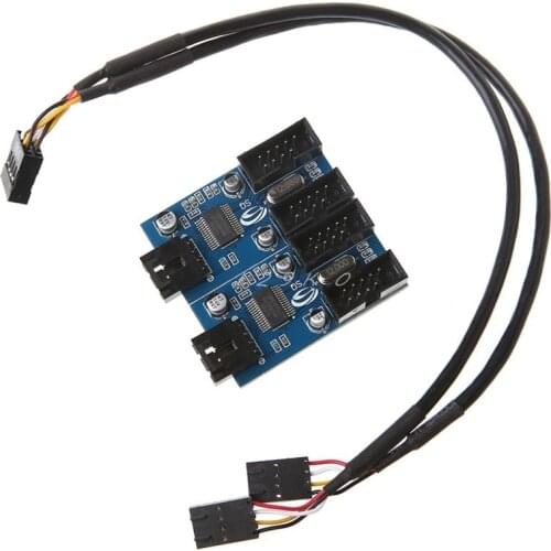 New PC Case Internal 9-Pin USB 2.0 Header Male 1 To 4 Female Splitter PCB Chipset Extender Enhanced 30cm