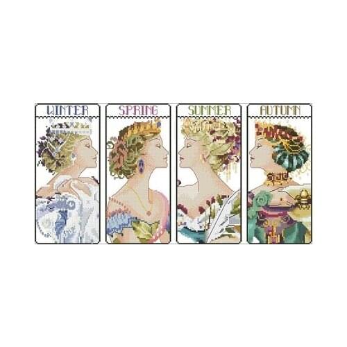 MD Four Seasons Queen Puzzle (14Ct) Counted Cross Stitch 11CT 14CT 18CT Cross Stitch Kits Embroidery Needlework Sets