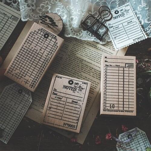 Retro Solid Wood Seals Note Excel Format Wooden Stamps for Letters Diary Hand Account Invitation Card Decor Gift Seal Clear Chop