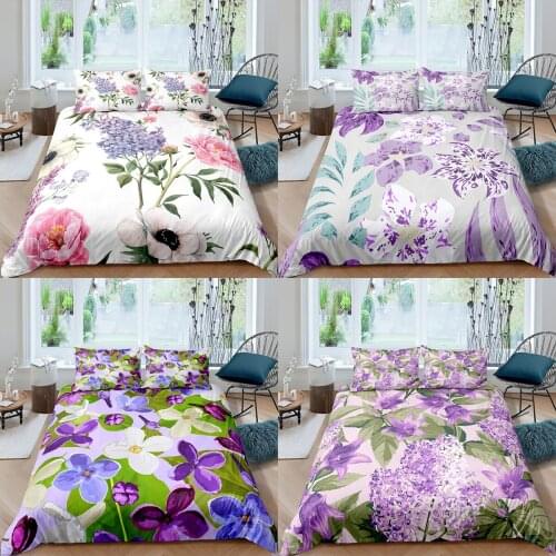 Home Textiles Luxury 3D Lilac Purple Duvet Cover Set and Pillowcase Kids Bedding Set AU/EU/UK/US Queen and King Size Bedding