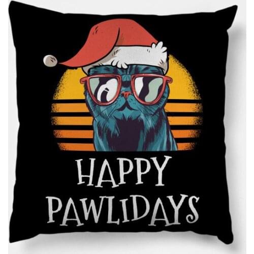 Happy Pawlidays Cat Christmas Pillowcases Decor for Home Noel Christmas Gifts Navidad 2020 Xmas Cristmas Decor Happy New Year