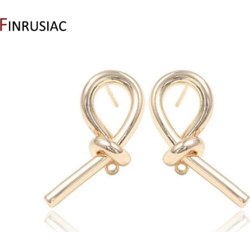 2020 new diy earrings jewelry accessories pure copper plated 14k gold glossy symmetrical knot earring hook fittings wholesale