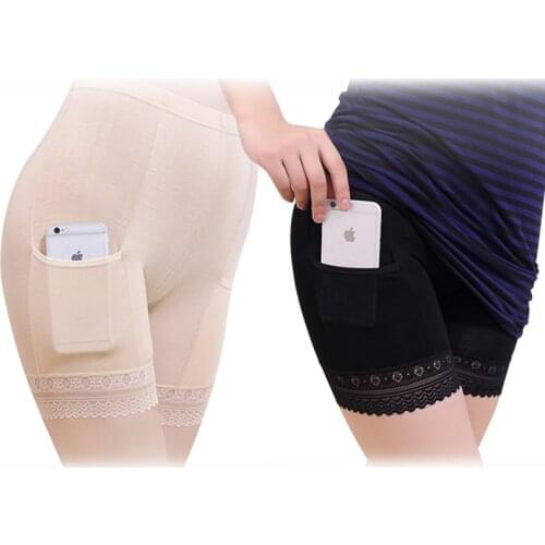 Short Pants For Women Safety Shorts High Elastic Waist Skinny Seamless Solid Underwear With Pockets Under Dress Or Skirts Shorts