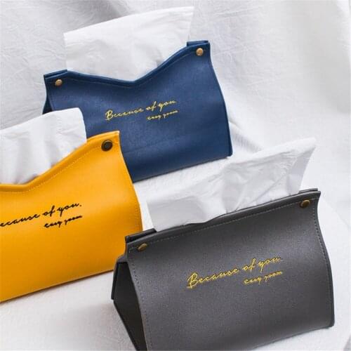 Nordic PU Leather Tissue Bag Light Luxury V-Mouth Car Paper Towel Box Ins Home Table Sundries Storage Bags Napkin Paper Sleeve