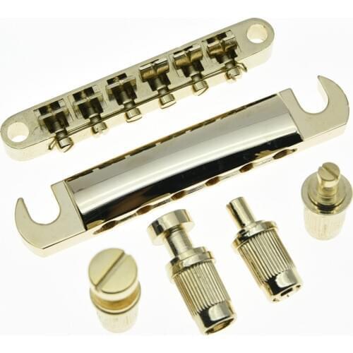 Gold Electric Guitar Tune-o-matic Bridge and Tailpiece for LP