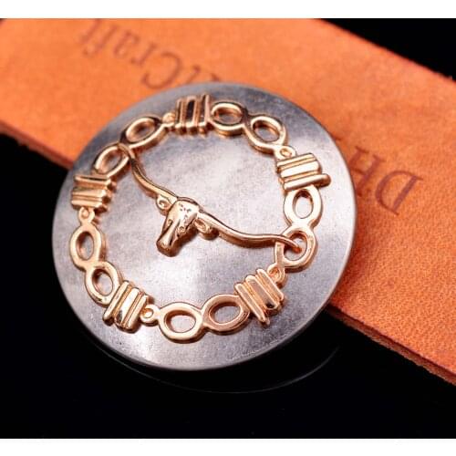 6X 1-1/2" Heavy Silver Cowboy Western Barbed Wire Longhorn Bull Saddle Bridle Concho For Leathercraft Hatband Belt Screwack