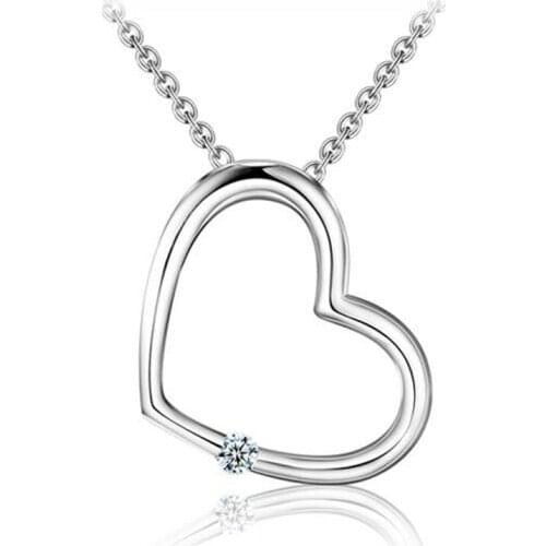 Utimtree Simple Heart Pendants Necklaces Jewelry Silver Rose Gold Zircon Statement Chokers Necklace for Women Wedding Engagement