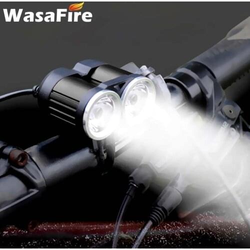 WasaFire 2x T6 LED Bike Front Light 2000lm USB Rechargeable Bicycle Headlight Waterproof 4 Modes Cycling Head lamp Flashlight