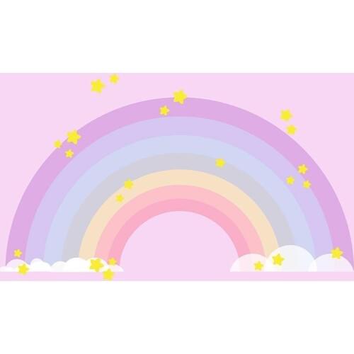 Light Pink Purple Rainbow Arch Stars Kindergarten photography backgrounds Vinyl cloth Computer print wall backdrop