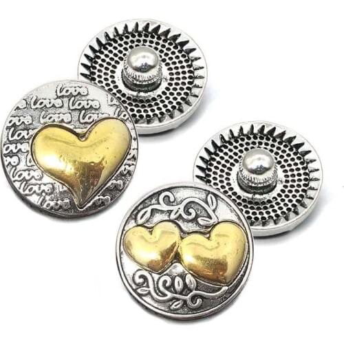 High quality metal Rhinestone Snap Buttons w232 heart Diy Jewelry fit 18mm Snap button Necklaces/Bracelets for women