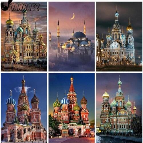 Castle Night View Diamond Painting 5Ddiy Beautiful Building Landscape Wall Art Diamond Embroidery Home Room Decoration Gift