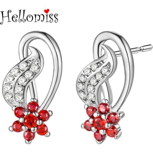 New Arrival White Gold Color Flower Stud Earrings for Women Dazzling AAA Cubic Zirconia Earring Fashion Statement Jewelry