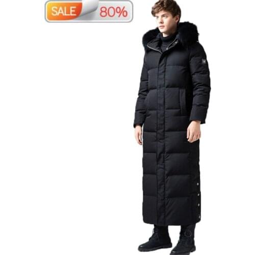Winter Goose Down Jacket Long Coat Men Raccoon Fur Collar Plus Size Warm Mens Jackets Doudoune Homme 000A B21334