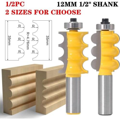 1-2pcs 12.7mm 1/2 Inch Shank Large Triple Bead Column/Face Molding Router Bit For Woodworking