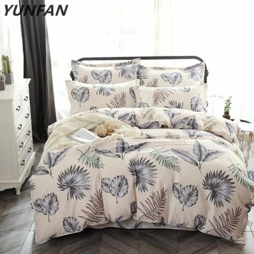 100% Cotton Soft Bed Sheet Pillowcase leaves Duvet cover set Bedding set twin queen single double king size simple bedclothes