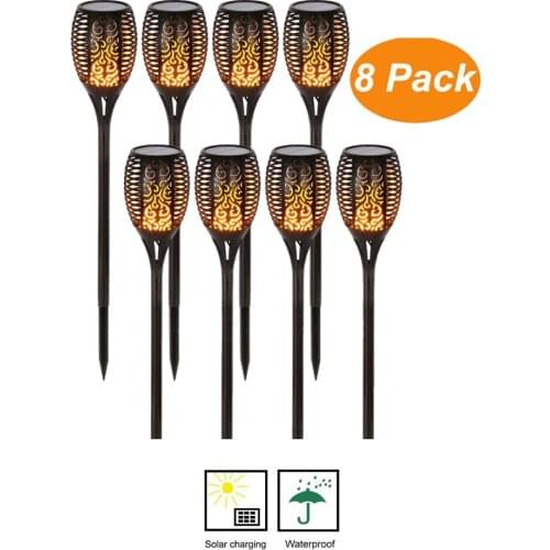 2-8 pcs Soft Light Control Solar Flame Light Dance Flame Design Outdoor Waterproof Garden Torch Lamp Waterproof Garden Torch Lam