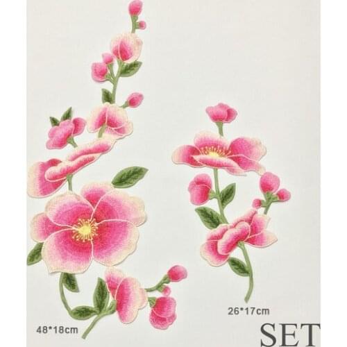 2pcs/set Large applique flowers embroidery patches Sew on embroidered parches appliques for clothing parches para la ropa