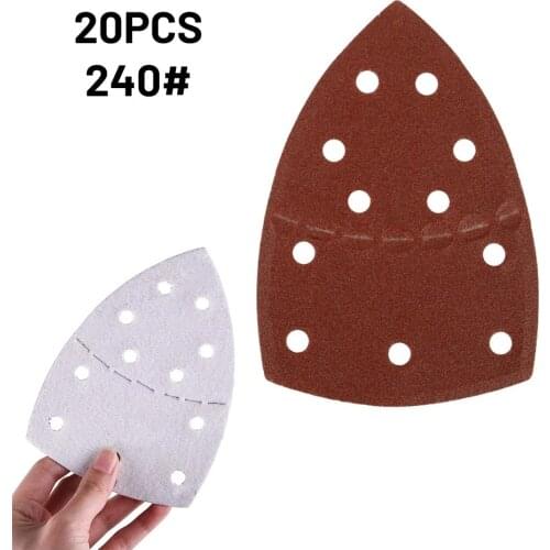 20pcs Mouse Sanding Sheets Hook And Loop Sander Pads 11-Holes Sand Paper 40/60/80/120/180/240Grits Sandpaper
