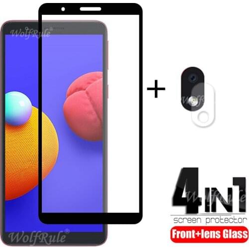 4-in-1 For Samsung Galaxy A01 Core Glass For Samsung A01 Core Full Glue Tempered Glass For Samsung A01 Core M01 Core Lens Glass