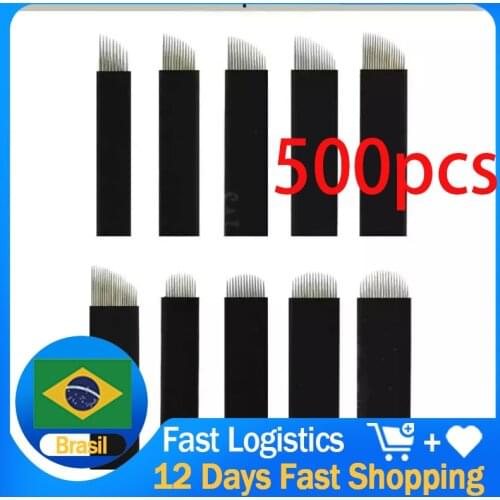 500 Pcs 0.18mm Black Flex 7/9/11/12/14/16/17/18/21 Needle for Tattoo Eyebrow Microblading Blades For Permanent Makeup Manual Pen