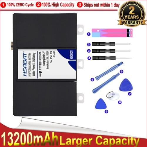 Top Brand 100% New 13200mAh Battery for iPad 3 4 iPad3 iPad 4 A1458 A1403 A1416 A1430 A1433 A1459 A1460 A1389 in stock