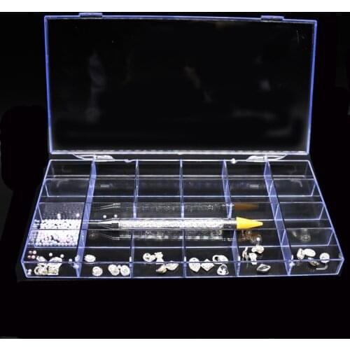 21Grids Diamond Glass AB Rhinestone Plastic Storage Big Size Nail Art Decoration Tools Beads Jewel Box Case Organizer Holder kit