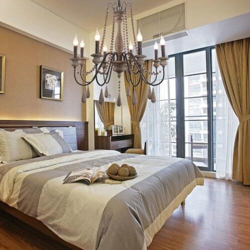 Wooden Chandelier For Living room Studio Retro Loft Rustic Chandelier Mid Century Lighting Indoor home hanging lamp fixtures