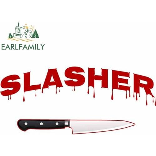 EARLFAMILY 13cm x 5.9cm For Slasher Horror Thrasher Parody Creative Decal Funny Car Stickers Scratch-Proof Trunk Car Assessoires